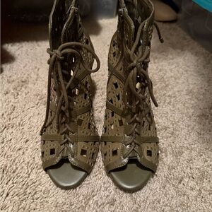 Gianni Bini Olive Lace-Up Cutout Boots